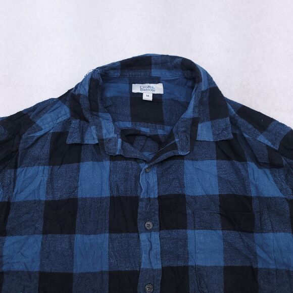Croft & Barrow Buffalo Check Flannel Casual Button Up Shirt Mens Size M Blue - Picture 1 of 10